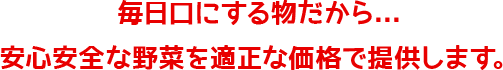 毎日口にする物だから・・・安心安全な野菜を適正な価格で提供します。